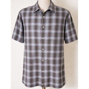 Urban Pipeline Up Men’s XL Plaid Button Up Shirt Short Sleeve 100% Cotton Gray